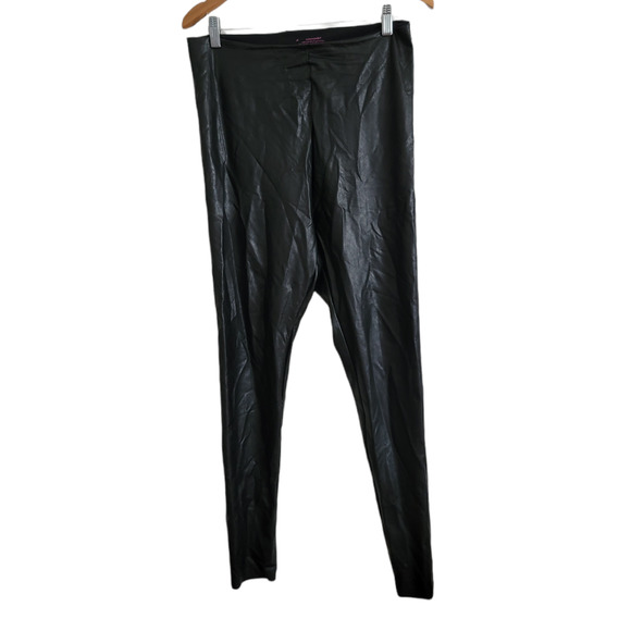Commando Black Textured Faux-Leather Shiny Leggings Size XL - Picture 2 of 4